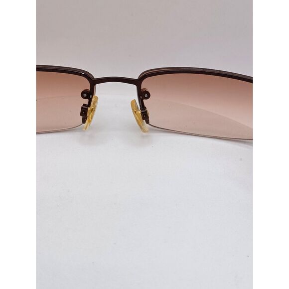 L.E.I. Brand Half Rim Red Orange Patterned Arms Brown Tinted Lens Sunglasses - Picture 4 of 8